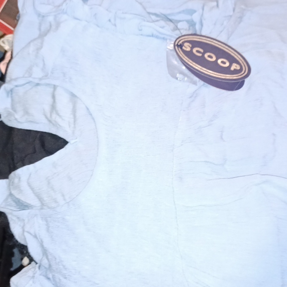 Blue cap sleeve shirt